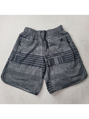 Adidas Men's Gray Patterned Athletic Shorts With Zippered Pockets Size S